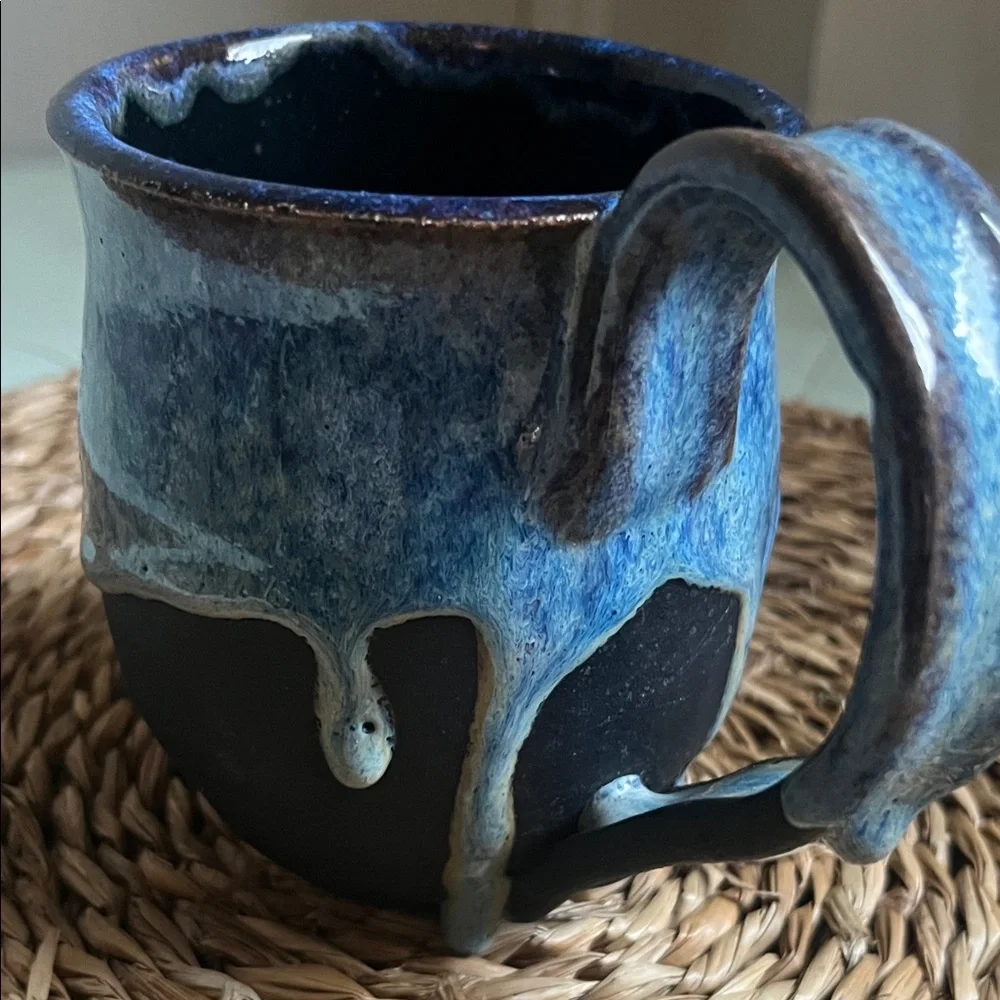 Artisan Blue and Black Ceramic Mug - Picture 7 of 11
